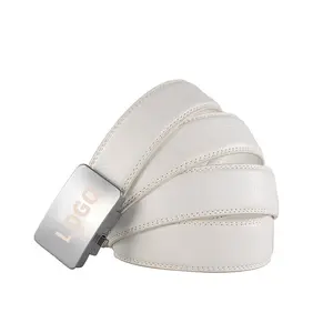 Ceintures en cuir véritable automatique à la mode pour hommes avec logo personnalisé Ceintures de luxe d'affaires Baseball Golf Cowboy blanc Ceinture en cuir à grain supérieur