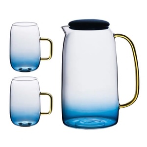Borosilicato Brocca di Vetro Con Le Tazze Coperchio di Silicone <span class=keywords><strong>Acqua</strong></span> <span class=keywords><strong>Caraffa</strong></span>/Brocca Per <span class=keywords><strong>Acqua</strong></span> E Succo di Bevande - Product Image 3