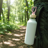 Bouteille d'eau en acier inoxydable isolée sous vide avec couvercle à bouton-poussoir léger et breveté, 22 oz, étanche, pour le camping et la randonnée en plein air