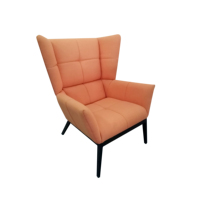 Fauteuil d'appoint moderne et confortable orange, rembourré, à dossier haut, pour hall d'hôtel, appartement résidentiel, salon ou espace lounge