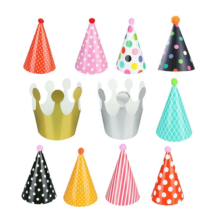 Custom Design Printing Happy Birthday Party Paper Decorations Kids Hats Child Gifts Supplies DIY Paper Crown Hats