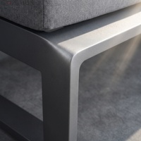 Ensemble de meubles de patio extérieur, canapé sectionnel en aluminium en forme de L avec table basse en pierre frittée, imperméable et antirouille pour le jardin