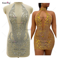 WDP-395 Keering-Apliques decorados de lujo para vestido de fiesta, apliques de diamantes de imitación hechos a mano, color dorado, gran oferta, 2022