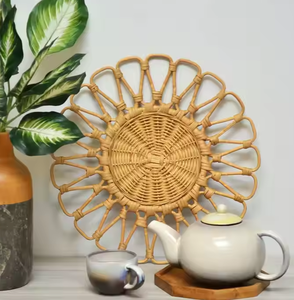 Hot Trend Handmade Eco-Friendly Natural <b>Woven</b> Rattan Round <b>Placemat</b> Boho Decor Custom Diameter GREENCRAFT Enhancing Your Dining - Product Image 3