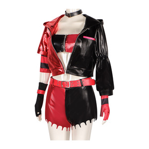 Harley Quinn Suicide Squad Anime Cosplay Kostüm Rot-Schwarze Jacke Shorts Outfit - Product Image 2