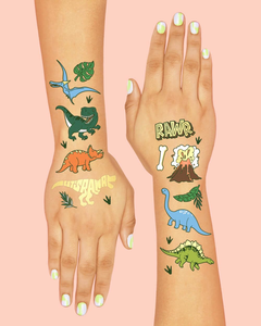 Tatouages temporaires de dinosaures pour fournitures de fête d'anniversaire pour enfants, faveurs de fête de dinosaures, décorations T-rex - Product Image 1