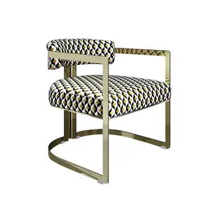 Chaise de salle à manger design italien, luxe en acier inoxydable doré, salon moderne, canapé simple, fauteuil de salon