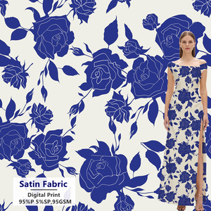 Mới Đến Satin Mô Hình 95% Polyester 5% Spandex Dệt Hoa Kỹ Thuật Số In 95gsm Lụa Satin Vải Cho Đảng Dresses - Product Image 2