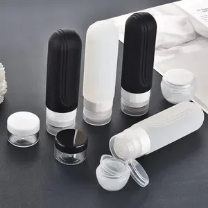 Ensemble de voyage de 4 pièces avec logo personnalisé, 90 ml, approuvé pour l'avion, anti-fuite, rechargeable, en silicone, écologique, kit de bouteilles pour articles de toilette - Product Image 1