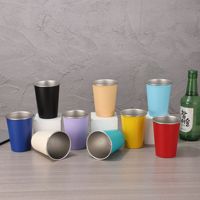 BORGE Tasses à bière en acier inoxydable à paroi simple empilables de qualité alimentaire 350 ml/500 ml avec logo personnalisé incassable