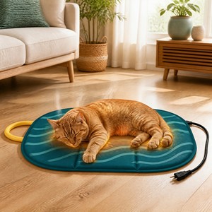 Manta Eléctrica para Mascotas ZT, Tapete Calefactor de Piel Sintética con Patrón Impreso para Perros y Gatos - Product Image 1
