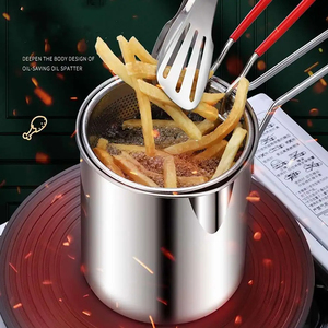 <span class=keywords><strong>Olla</strong></span> para freír profunda <span class=keywords><strong>de</strong></span> acero inoxidable 304 con cesta para freír, cesta coladora <span class=keywords><strong>de</strong></span> pasta para patatas fritas, mini <span class=keywords><strong>olla</strong></span> para cocinar tempura - Product Image 2