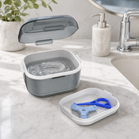Gobelet étanche pour trempage de prothèses dentaires, emballage industriel médical, conception en plastique monocouche à fermeture à clip, fabricant OEM