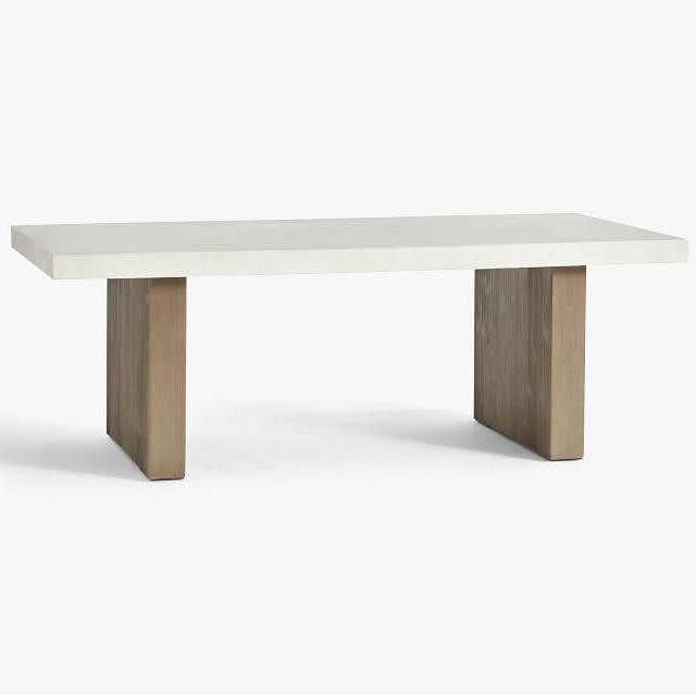 Wholesale New Fashion Concrete Rectangular Table Rope 6 Teak Chair Outdoor Dining Set