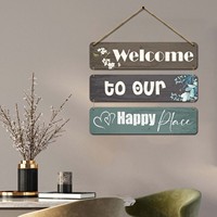 Bienvenue chez nous ! Décoration murale en bois Art Déco pour la maison (27 pouces x 11 pouces multicolore)