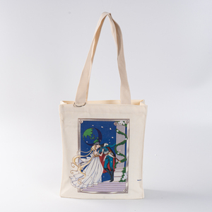 Phim hoạt hình màu be in dây kéo Tote mua sắm Ba lô thiết kế độc đáo Vai ba lô với dây kéo túi Tote tính năng - Product Image 1