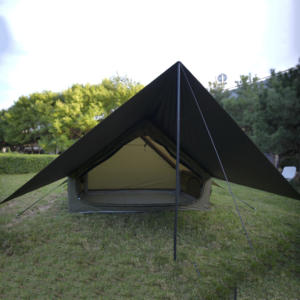 Tente de camping gonflable verte 6,3 m² avec auvent, porte simple, sans fenêtre, en tissu Oxford 300D et colonnes d'air en PVC – Offre spéciale - Product Image 4