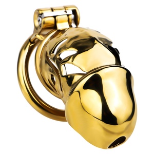 Jaula para Pene de Color Dorado FRRK, Dispositivo de Castidad Masculina, Candado para Pene, Jaula para Pene BDSM, Jaula Dorada, Juguetes Sexuales de Castidad para Hombres - Product Image 1