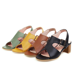 Sandales à talons hauts pour femmes, élégantes, talons épais, vacances décontractées, <span class=keywords><strong>escarpins</strong></span> romains - Product Image 1