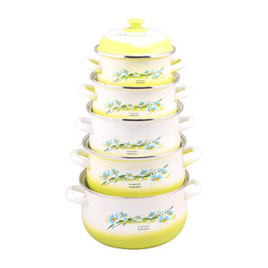 <span class=keywords><strong>Set</strong></span> di 5 Pentole Smaltate di Alta Qualità Stile Americano <span class=keywords><strong>Set</strong></span> di Pentole Sostenibili per Cucina Domestica - Product Image 4