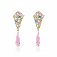 YSearring-459 xuping-pendientes de circón Artificial para mujer, joyería de importación de estilo británico de china, color dorado de 18K, novedad