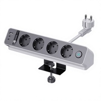 Nouvelle pince de bureau avec câble de charge intégré, 4 prises CA, 2 ports USB-A, 2 ports USB-C, compatible avec les bords de table de 1,7 pouce, station de charge PD 25W, 1,5 m