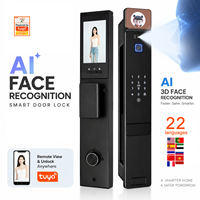Serrure de porte intelligente à interaction vocale IA, biométrique automatique, empreinte digitale, interphone vidéo Wi-Fi, application Tuya pour portes en bois, usage domestique et hôtelier