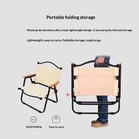 Chaise Kermit avec dossier en bois massif, pliable, portable, pour camping en plein air, table de pique-nique, tissu Oxford 600D, cadre en métal