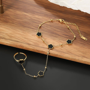 Pulseras de Dedo de Acero Inoxidable 316L que No se Deslustran, Chapadas en Oro PVD de 14k y 18k, Cadena de Mano para Novia, Anillo de Pulsera de Diseño para Mujer - Product Image 5