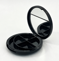 Boîte compacte ronde en plastique noir pour cosmétiques OEM, palette de fards à paupières creuse, avec conception d'étiquette privée personnalisée