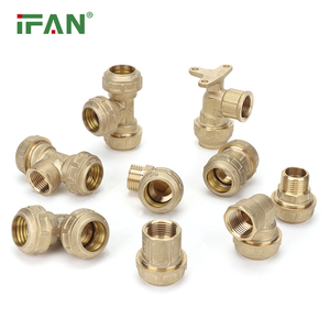 IFAN Hot Bán tùy chỉnh Brass nén phù hợp 20-63 mét 1/2 "-2" Ổ cắm khuỷu tay Adapter PE Brass phụ kiện - Product Image 1