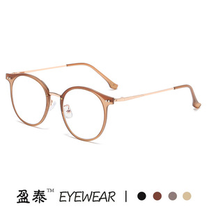 แว่นตากรอบกลมป้องกันแสงสีฟ้าสำหรับผู้หญิงเลนส์เรซิ่นขนาดกลาง - Product Image 2