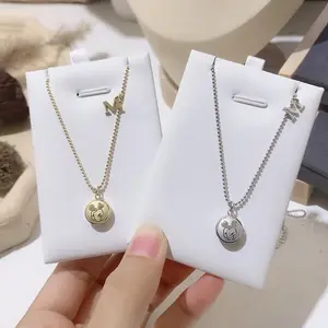 Trendy Fashion Non Tarnish Micky Mouse Cut Jewelry Accessories Gold Plated Stainless Steel for Women Cute Necklaces Circle 12pcs