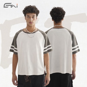 เสื้อยืดลำลองแขนแร็กแลน200Gsm ้ำหนักเบาสำหรับผู้ชายเสื้อยืดผ้าฝ้าย100% ไซส์ใหญ่พิเศษพิมพ์โลโก้ได้ตามต้องการ - Product Image 1