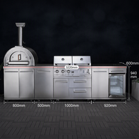 Îlot de cuisine extérieur modulaire en acier inoxydable, barbecue moderne et écologique, grande station de grillade, armoire de cuisson
