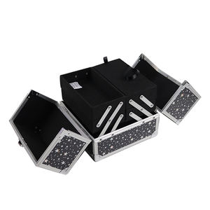 Estuche maletín de aluminio con cielo estrellado abierto doble, bolsa de cosméticos Itb, estuche de maquillaje de tocador, bolsa de cosméticos de viaje portátil con logotipo personalizado - Product Image 4