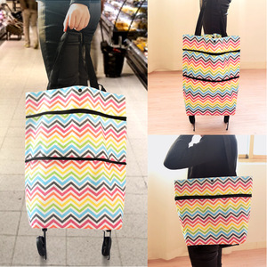 Folding Shopping <b>Cart</b> Large Oxford Cloth Portable Grocery Bag With Wheels For Outdoor Use - Product Image 3