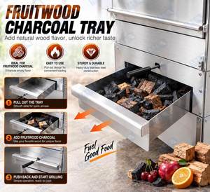Parrilla de Carbón Estilo <span class=keywords><strong>Argentino</strong></span> Comercial Personalizada, Horno de Barbacoa de Madera para Exteriores de Doble Altura Ajustable y Alta Resistencia - Product Image 3