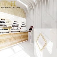Vitrine de présentation cosmétique de haute qualité, meuble cosmétique en bois massif avec éclairage LED pour comptoir de maquillage