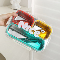 Boîte à bento en acier inoxydable 304 à 3 compartiments avec fourchette et cuillère 780 ml