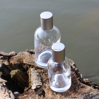 Botol Parfum Kaca Lab Mewah 30ml, Leher Bulat, Transparan, dengan Pompa Semprot, Kosong