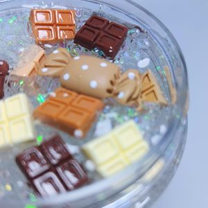 CHENXI Innovation Slime Transparente No Tóxico, Abalorios de Resina Personalizados con Forma de Chocolate y Alimentos, Cuentas Esponjosas para Slime Bingsu - Product Image 4