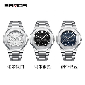 Montre Homme Sanda Neuve à Bracelet Acier, Quartz, Trois Cadrans, Six Aiguilles, Simple, Tendance, en Acier Inoxydable, Étanche - Product Image 4