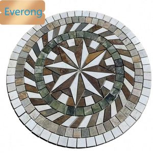 Mosaico redondo de pizarra natural, medallones de piedra de pizarra, diámetro de azulejo, 100cm, 150cm, tamaños personalizados - Product Image 2