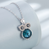 Juego de Joyería de Plata de Ley S925 con Búho y Cristales Austríacos, Collar y Aretes para Mujer, Fabricante SPJ