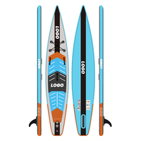Planche de paddle gonflable Inflatogo 12,6 pouces pour la course, le surf en mer, les lacs et les rivières, construction en PVC Drop Stitch, aileron et pompe inclus