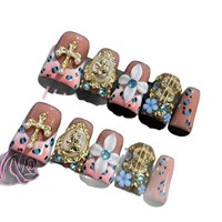 Faux ongles en acrylique faits main de haute qualité, 10 pièces, réutilisables, à presser, motif carré canard, pour doigts