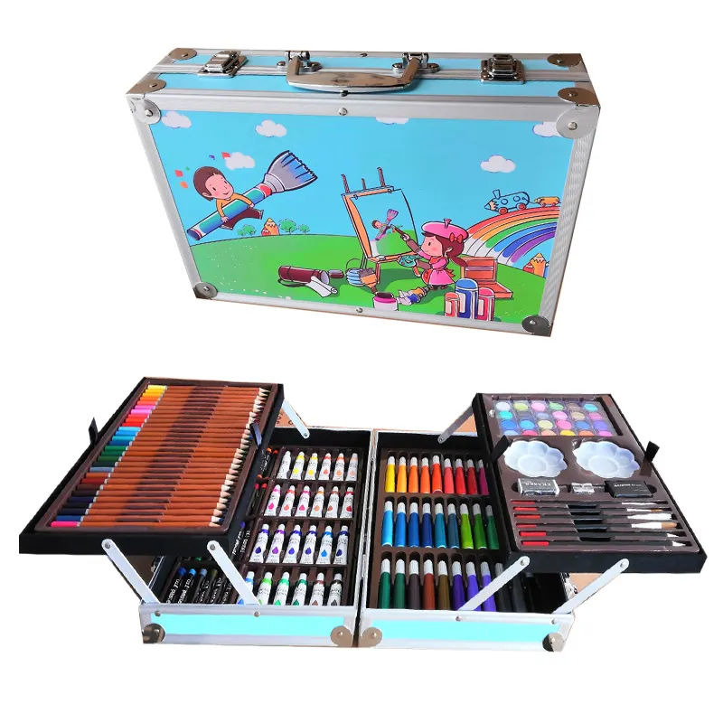 Juego de 145 piezas de pincel de doble capa conveniente pincel de acuarela suministros de arte palo de dibujo para niños