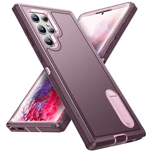 เคสสำหรับ <span class=keywords><strong>Samsung</strong></span> Galaxy S25 S26 Ultra S24 S23 S22 A56 A36 แบบเต็มตัว 3 in 1 กันกระแทก ป้องกันรอยขีดข่วนอย่างดี พร้อมขาตั้ง - Product Image 5