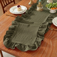 Chemin de table élégant en tissu de mousseline de coton écologique fait main vert sauge pour mariage, événement, banquet, décoration de la maison